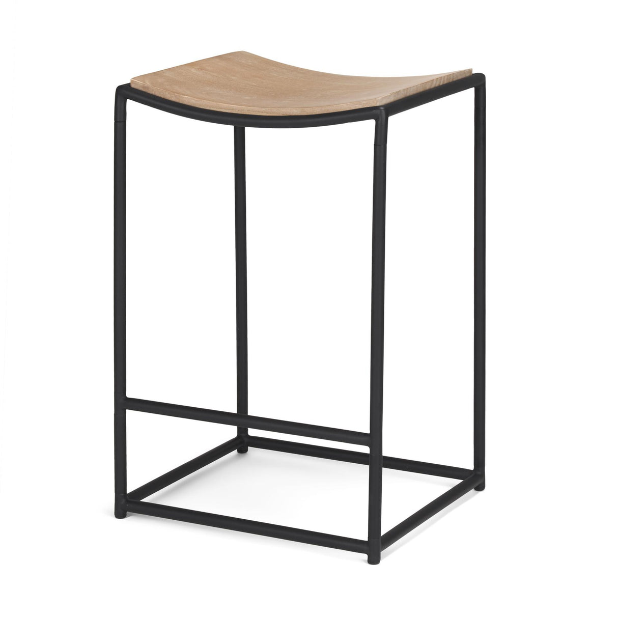 Mercana Taniel Light Brown Wood w/ Black Metal Counter Stool