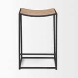 Mercana Taniel Light Brown Wood w/ Black Metal Counter Stool