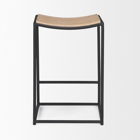 Mercana Taniel Light Brown Wood w/ Black Metal Counter Stool