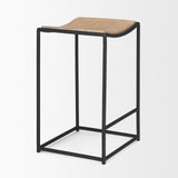 Mercana Taniel Light Brown Wood w/ Black Metal Counter Stool