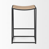 Mercana Taniel Light Brown Wood w/ Black Metal Counter Stool