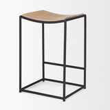 Mercana Taniel Light Brown Wood w/ Black Metal Counter Stool