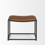 Mercana Taniel Brown Leather w/ Black Metal Stool