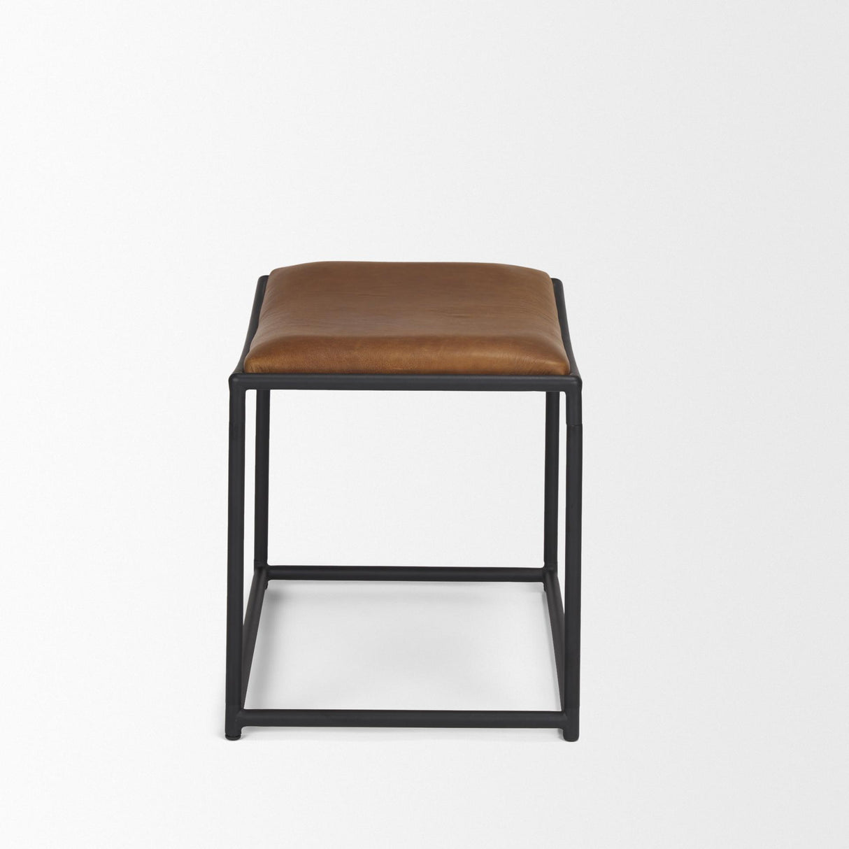 Mercana Taniel Brown Leather w/ Black Metal Stool