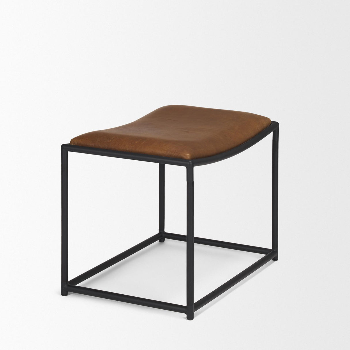 Mercana Taniel Brown Leather w/ Black Metal Stool