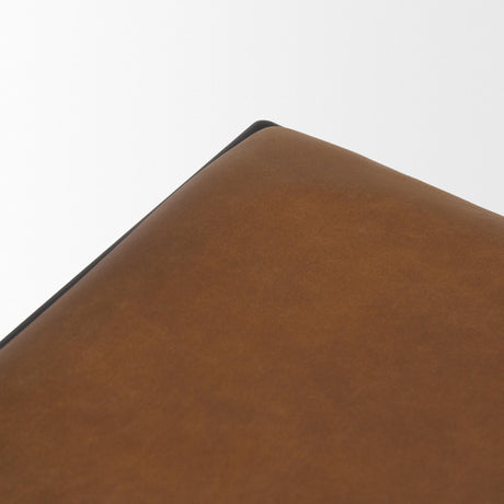 Mercana Taniel Brown Leather w/ Black Metal Stool