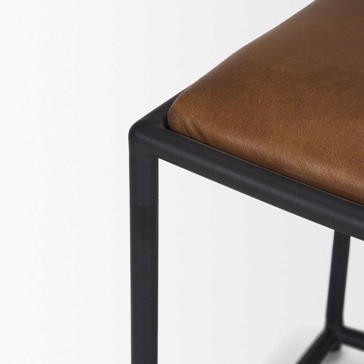 Mercana Taniel Brown Leather w/ Black Metal Stool