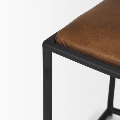 Mercana Taniel Brown Leather w/ Black Metal Stool