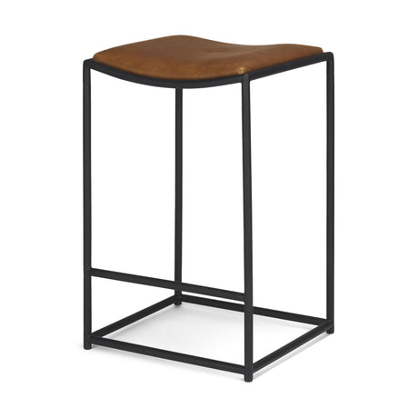 Mercana Taniel Brown Leather w/ Black Metal Counter Stool