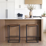 Mercana Taniel Brown Leather w/ Black Metal Counter Stool
