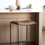 Mercana Taniel Brown Leather w/ Black Metal Counter Stool
