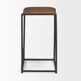 Mercana Taniel Brown Leather w/ Black Metal Counter Stool