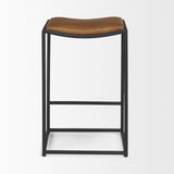 Mercana Taniel Brown Leather w/ Black Metal Counter Stool