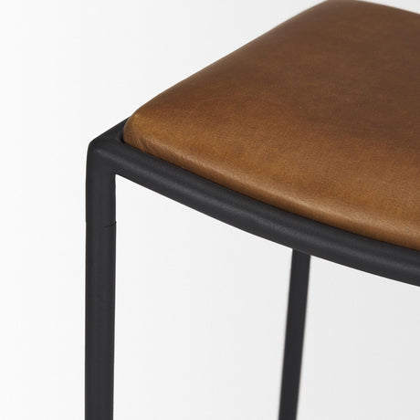 Mercana Taniel Brown Leather w/ Black Metal Counter Stool