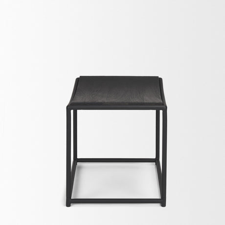 Mercana Taniel Textured Black Wood w/ Black Metal Stool