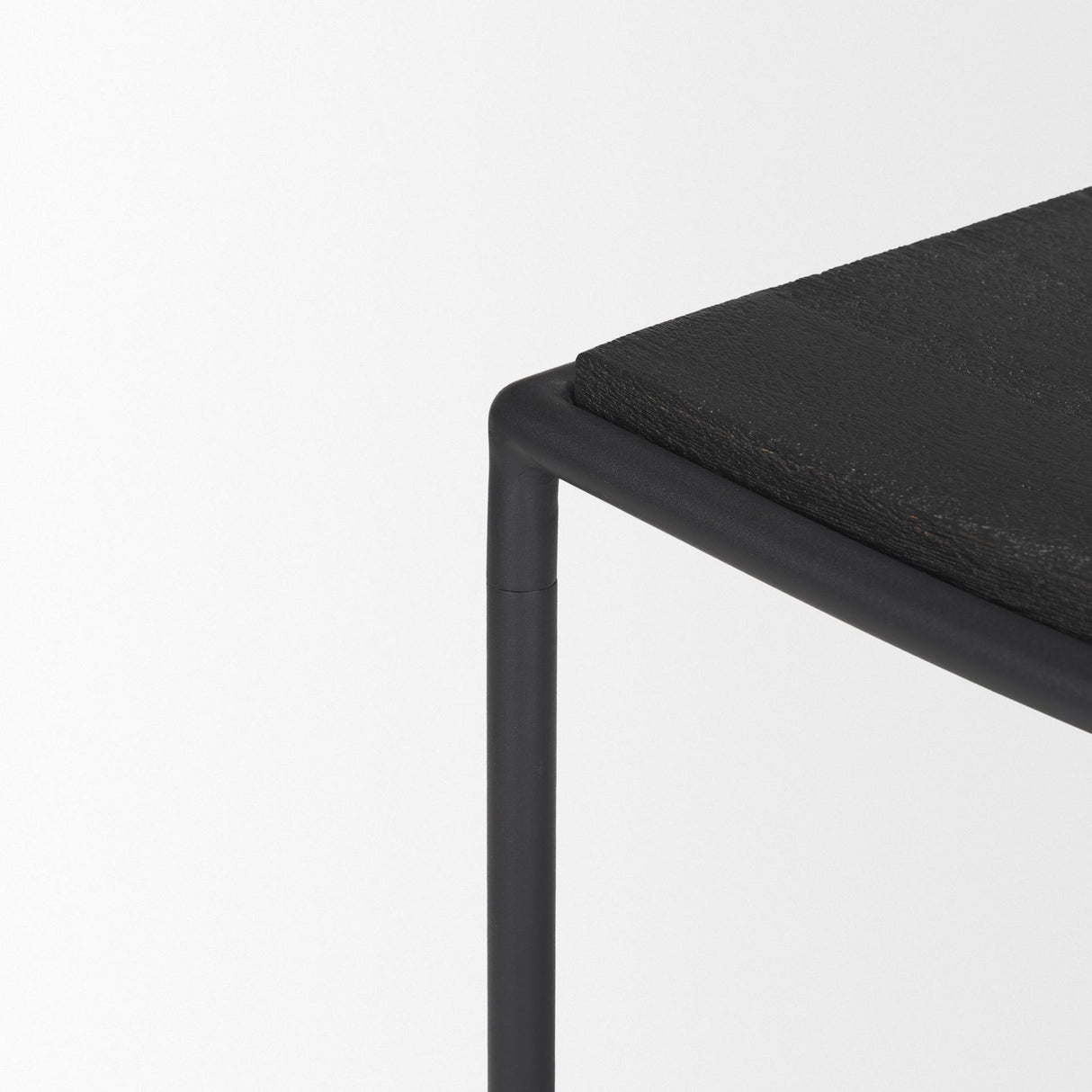 Mercana Taniel Textured Black Wood w/ Black Metal Stool