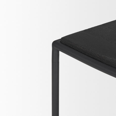 Mercana Taniel Textured Black Wood w/ Black Metal Stool