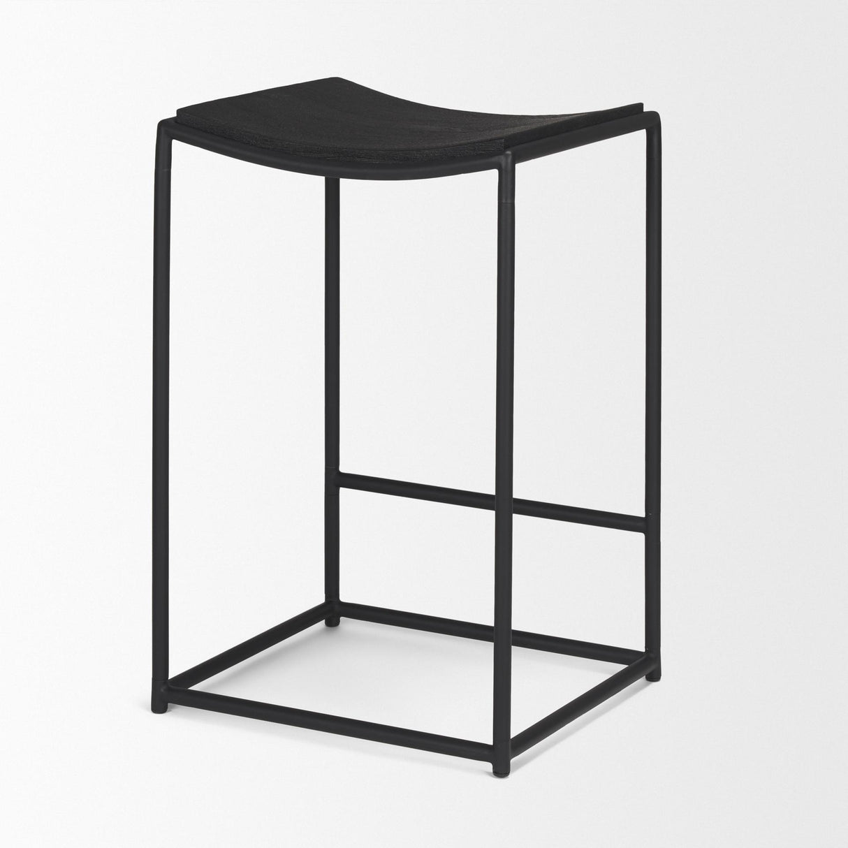 Mercana Taniel Textured Black Wood w/ Black Metal Counter Stool