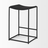 Mercana Taniel Textured Black Wood w/ Black Metal Counter Stool