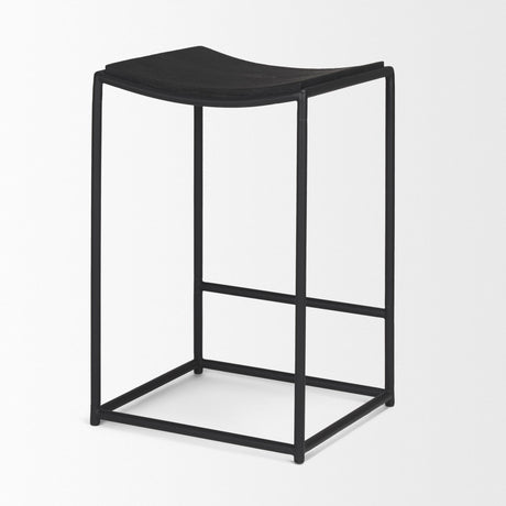 Mercana Taniel Textured Black Wood w/ Black Metal Counter Stool