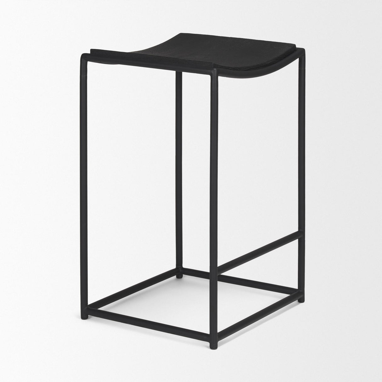 Mercana Taniel Textured Black Wood w/ Black Metal Counter Stool