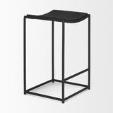 Mercana Taniel Textured Black Wood w/ Black Metal Counter Stool