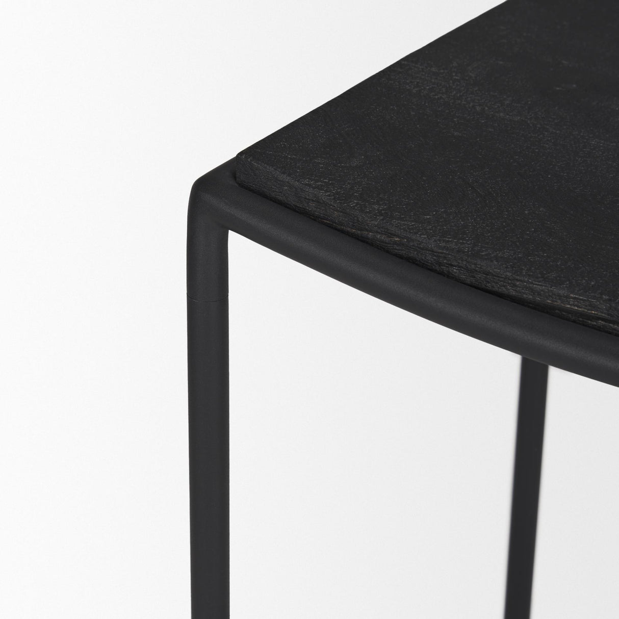 Mercana Taniel Textured Black Wood w/ Black Metal Counter Stool