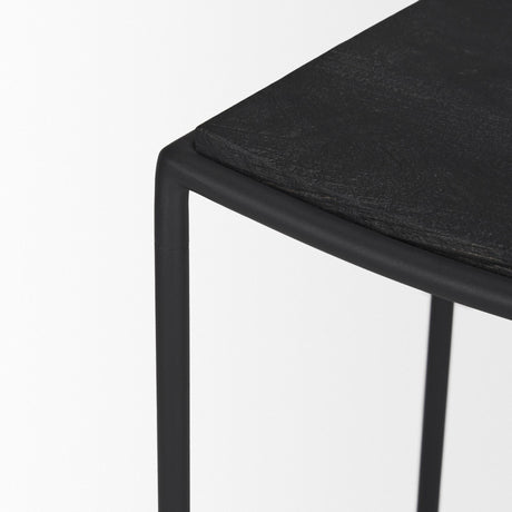 Mercana Taniel Textured Black Wood w/ Black Metal Counter Stool