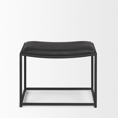Mercana Taniel Black Leather w/ Black Metal Stool