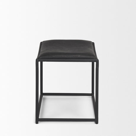 Mercana Taniel Black Leather w/ Black Metal Stool