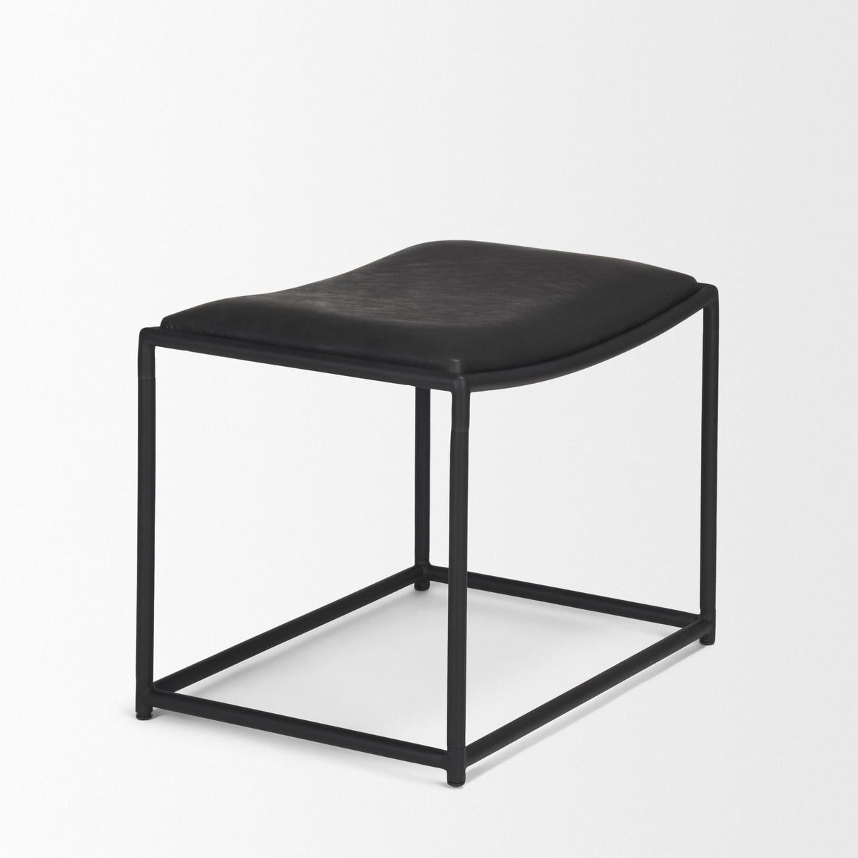 Mercana Taniel Black Leather w/ Black Metal Stool