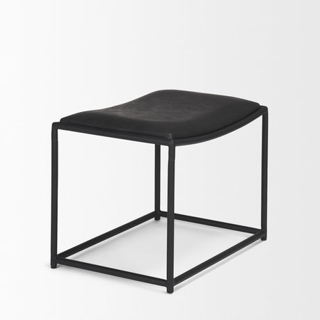 Mercana Taniel Black Leather w/ Black Metal Stool