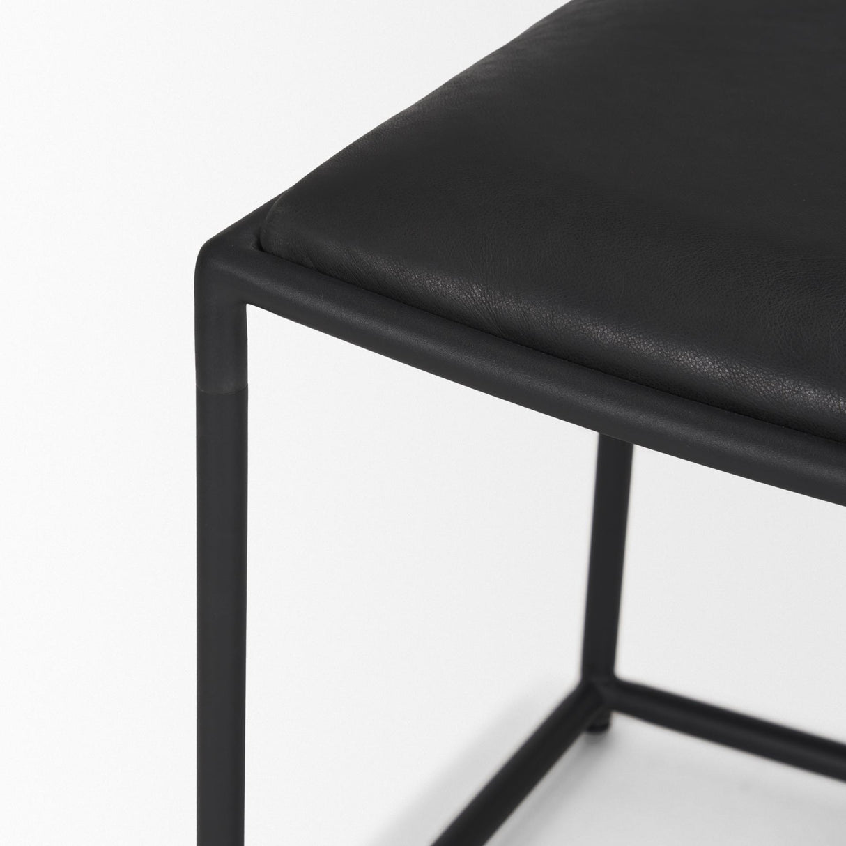 Mercana Taniel Black Leather w/ Black Metal Stool