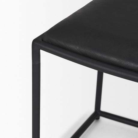 Mercana Taniel Black Leather w/ Black Metal Stool