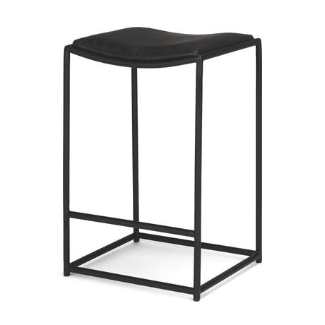 Mercana Taniel Black Leather w/ Black Metal Counter Stool