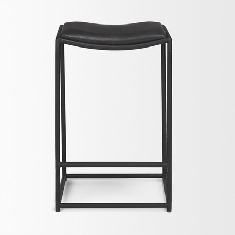 Mercana Taniel Black Leather w/ Black Metal Counter Stool