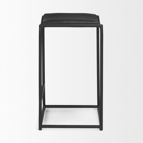 Mercana Taniel Black Leather w/ Black Metal Counter Stool