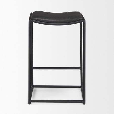 Mercana Taniel Black Leather w/ Black Metal Counter Stool