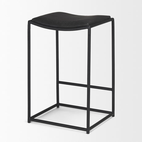 Mercana Taniel Black Leather w/ Black Metal Counter Stool