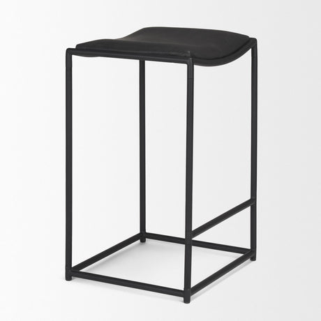 Mercana Taniel Black Leather w/ Black Metal Counter Stool