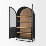 Mercana Sloan 80.5H Black Wood W/Black Metal Frame Arched Cabinet