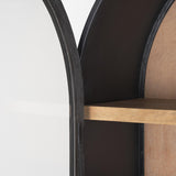 Mercana Sloan 80.5H Black Wood W/Black Metal Frame Arched Cabinet