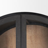 Mercana Sloan 80.5H Black Wood W/Black Metal Frame Arched Cabinet