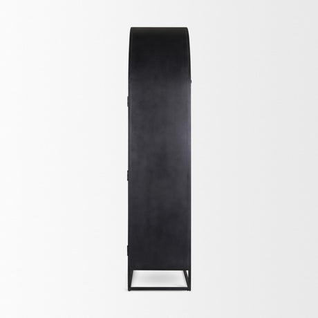 Mercana Sloan 80.5H Black Wood W/Black Metal Frame Arched Cabinet