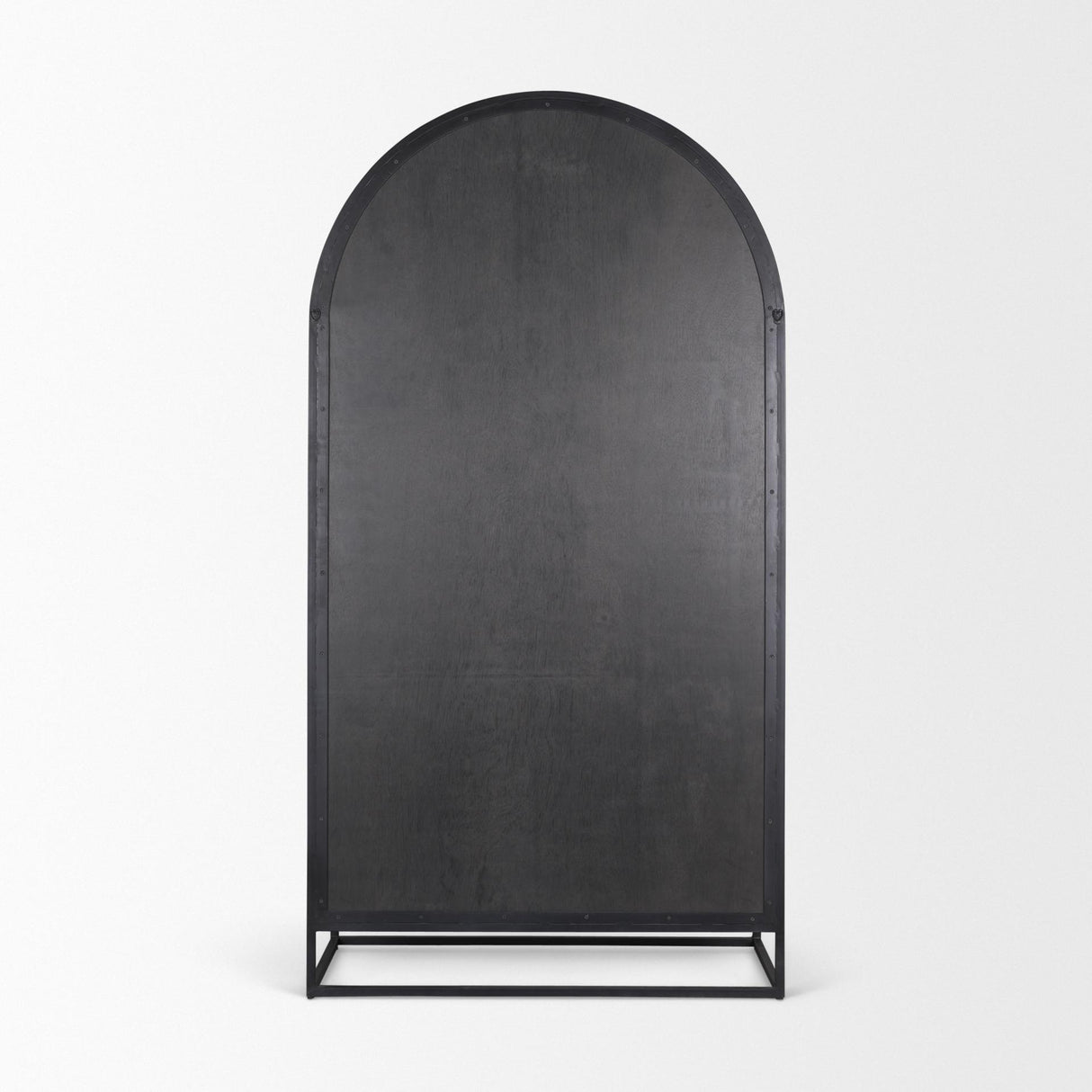 Mercana Sloan 80.5H Black Wood W/Black Metal Frame Arched Cabinet