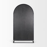 Mercana Sloan 80.5H Black Wood W/Black Metal Frame Arched Cabinet