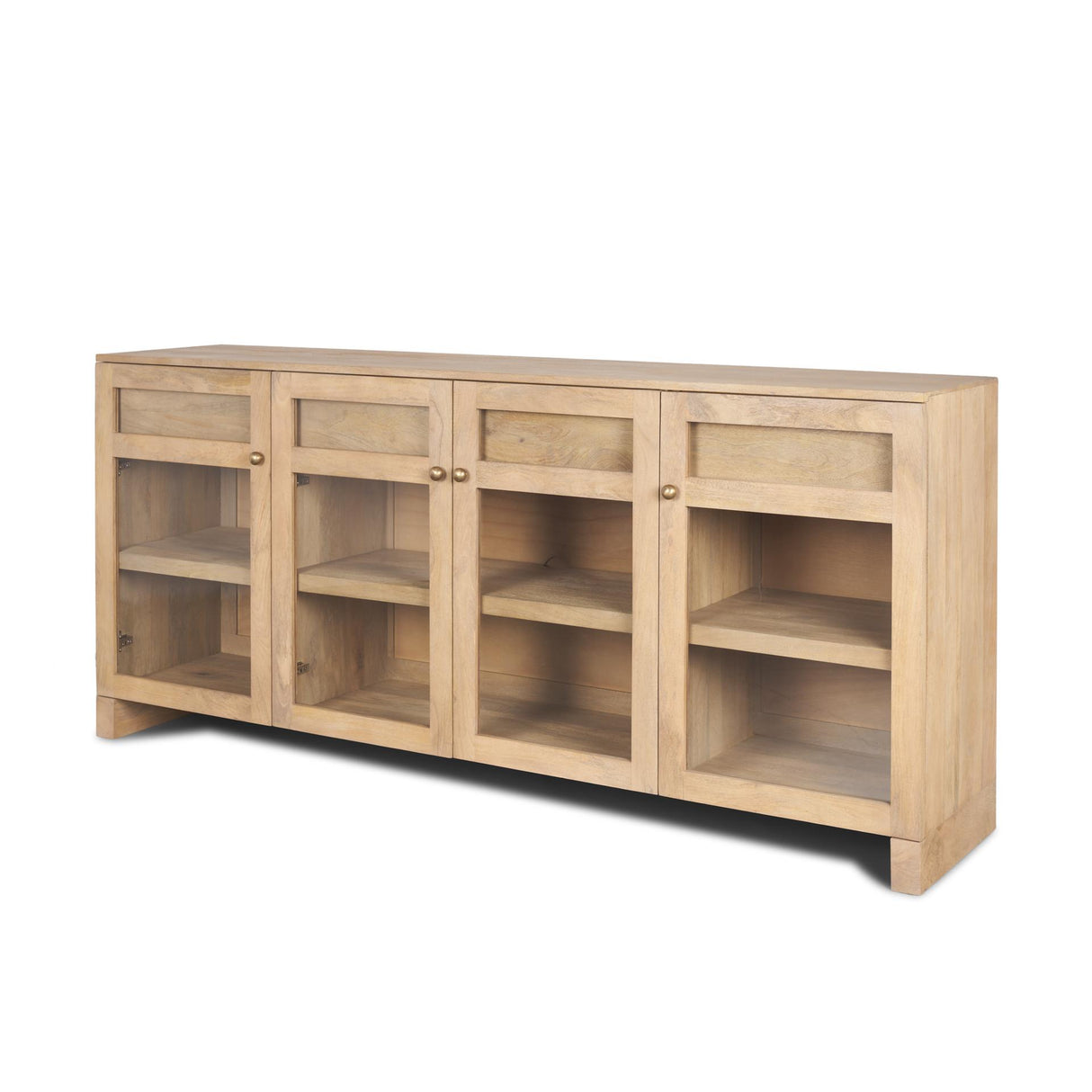 Mercana Suri Light Brown Wood w/ Glass Doors Sideboard