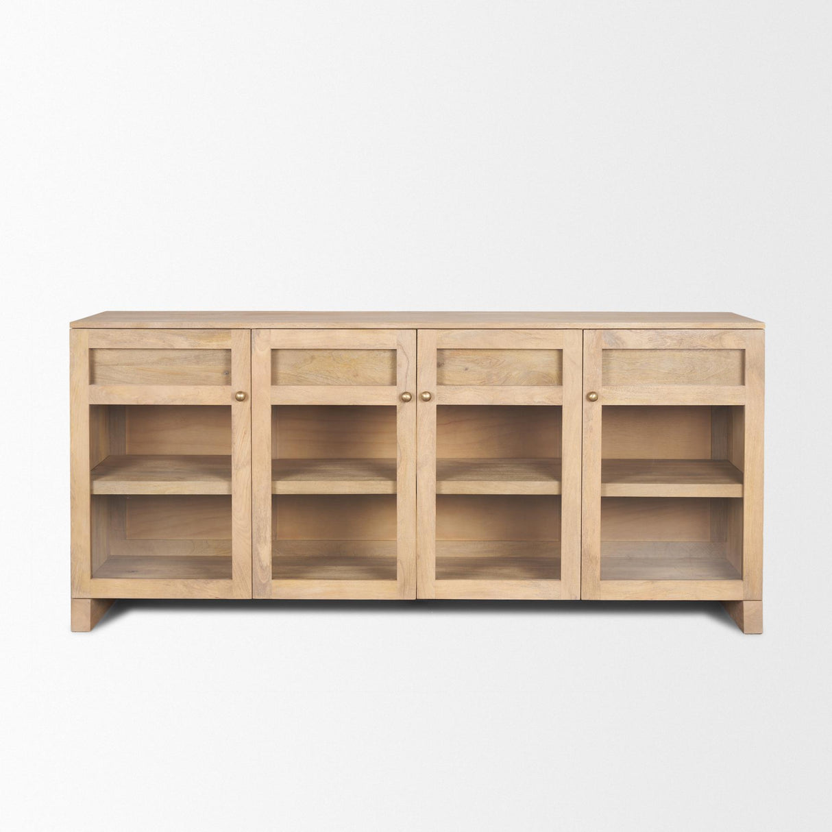 Mercana Suri Light Brown Wood w/ Glass Doors Sideboard