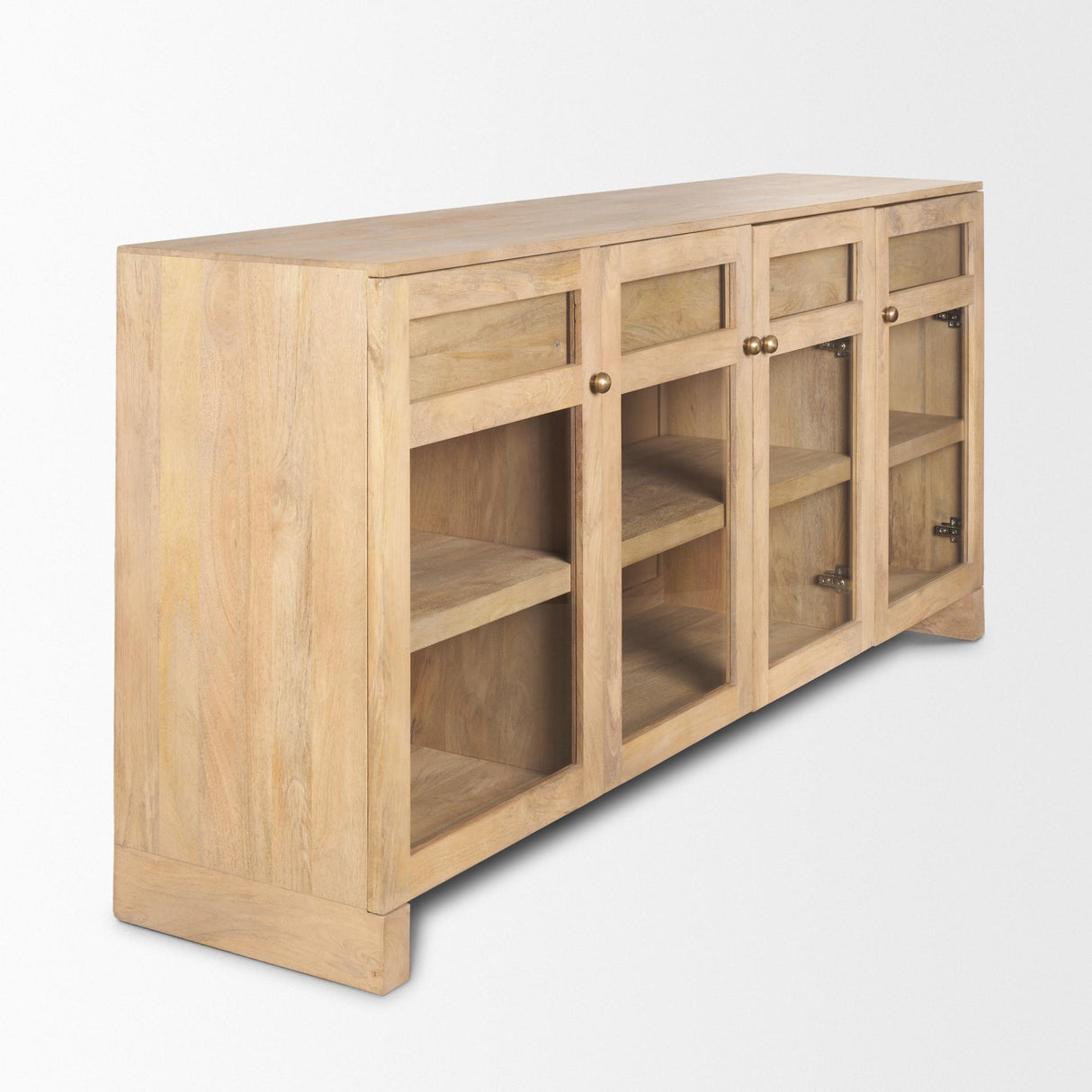 Mercana Suri Light Brown Wood w/ Glass Doors Sideboard