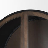 Mercana Sloan 80.5H Dark Brown Wood W/Black Metal Arched Curio Cabinet